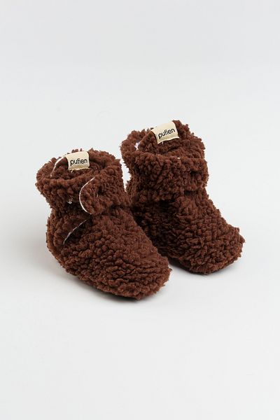 pufien Pelrous Brown Slippers - Non-Slip Sole, Organic Cotton Lining for Baby