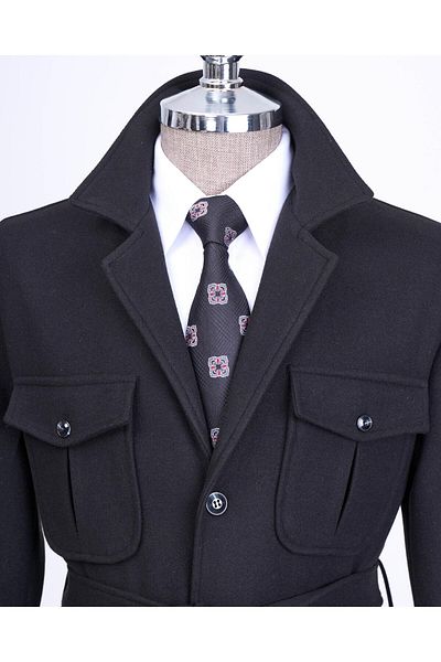 TerziAdemAltun Men's Black Slim Fit Italian Style Sports Single Jacket - T13549