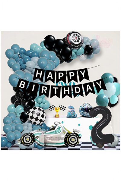 BİDOLUMUTLULUK Yarış Arabası Yaş Rakamlı Doğum Günü Konsepti Parti Eğlence Ku...