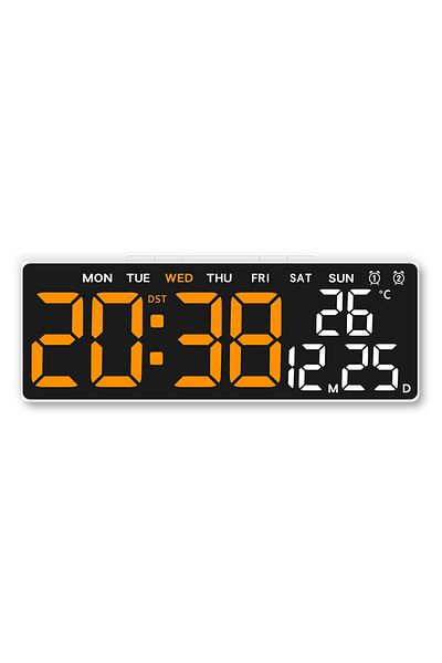 Choice white shell orange Digital Led Alarm Clock Temperature Date and Week Display Table Clock Night Mode
