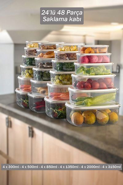 Buclee 48-Piece Rectangular Clear Storage Containers of 24 - Stylish Countertop and Practical Organization in the Closet