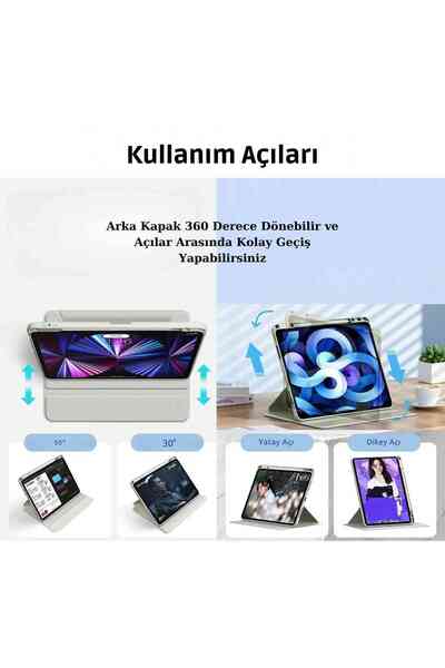 Fuchsia iPad Air 13 2025 M3 Çip Uyumlu 360° Dönebilen Yatay Dikey Standlı Fuchsia Pino Tablet Kılıfı