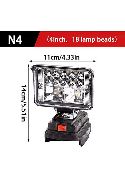 Choice 4inch For Makita 18V Li-ion Battery LED Work Light 3/4 Inch Flashlight Portable Emergency Flood Lamp