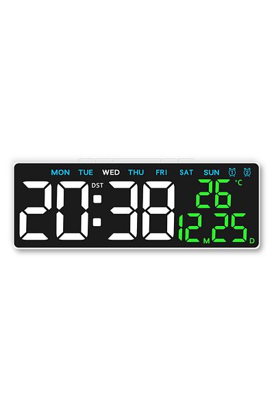 Choice white shell white Digital Led Alarm Clock Temperature Date and Week Display Table Clock Night Mode B