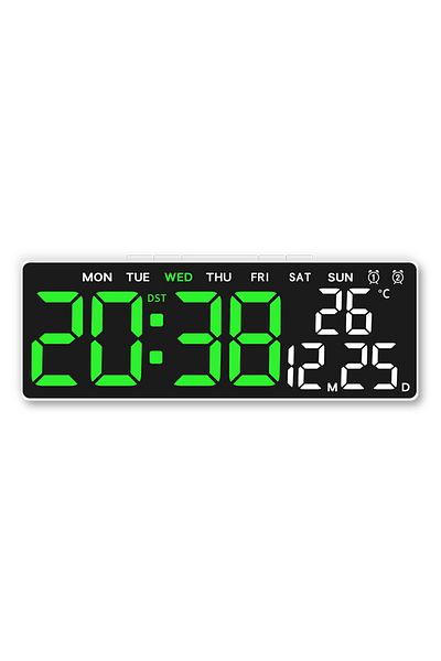 Choice white shell green Digital Led Alarm Clock Temperature Date and Week Display Table Clock Night Mode B