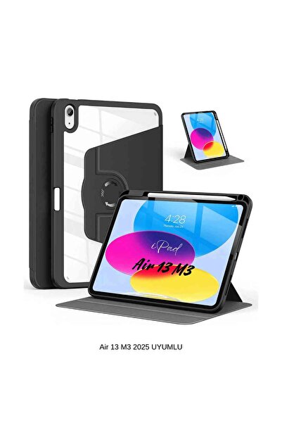 Fuchsia iPad Air 13 2025 M3 Çip Uyumlu 360° Dönebilen Yatay Dikey Standlı Fuc...