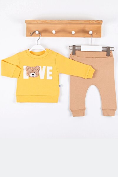 Eng Bear Love Embroidered 100% Cotton 2-Piece Men's Set