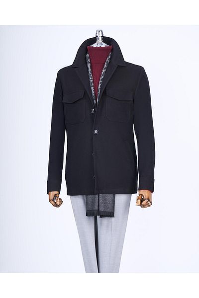 TerziAdemAltun Jachetă sport slim fit în stil italian pentru bărbați neagră T13378