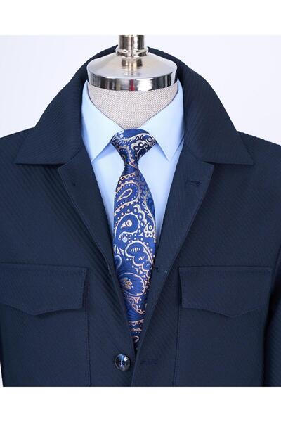 TerziAdemAltun Italian Style Slim Fit Seasonal Sports Coats Jacket Navy Blue T13088