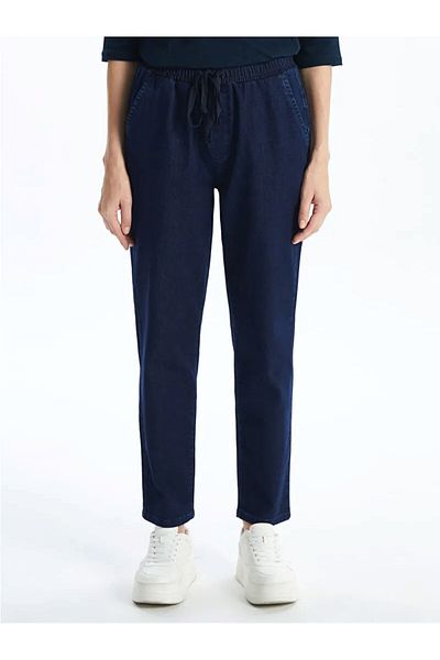 LC Waikiki Indigo Elastic Waist Straight Fit Women's Jean Trousers