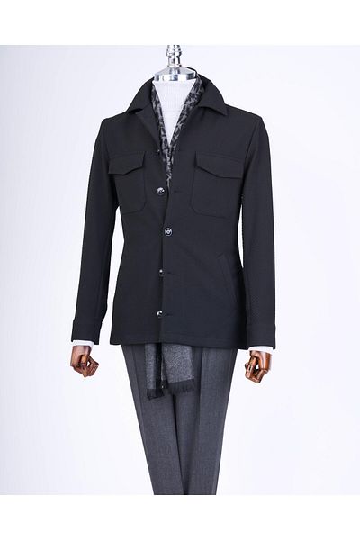 TerziAdemAltun Jachetă sport sezonieră pentru bărbați în stil italian slim fit neagră T13090
