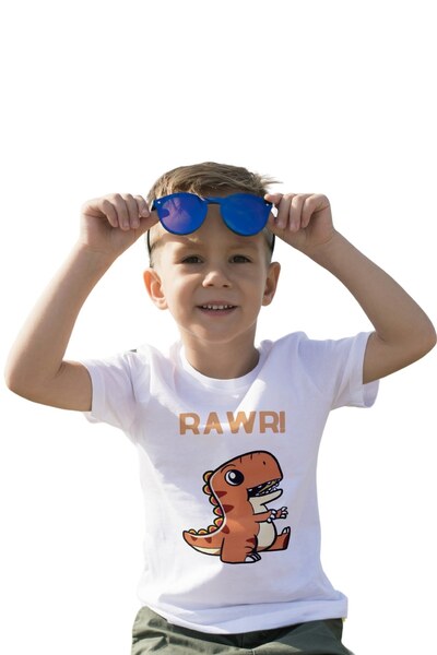Texclusive Dječja majica sa dinosaurusima, bela unisex majica