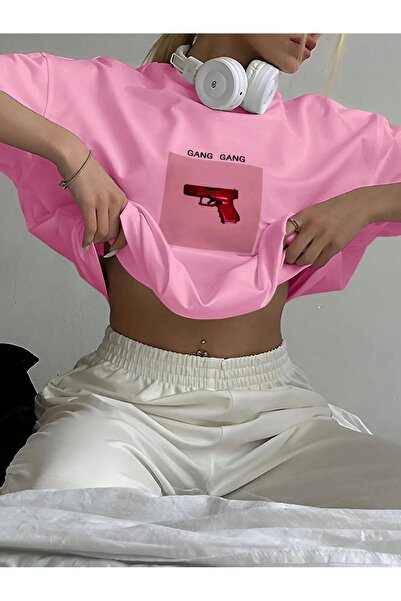 OVER HEAD Ženska grupa Gang Gang Štampano Oversize T-shirt