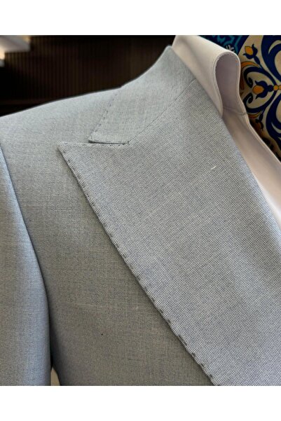 TerziAdemAltun Jachetă pentru bărbați în stil italian slim fit dublu piept albastru T12237