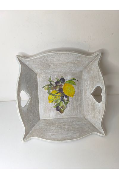 IremTasarimAtolyesi Wooden Bread Basket - Kitchen Decoration Hand Painting