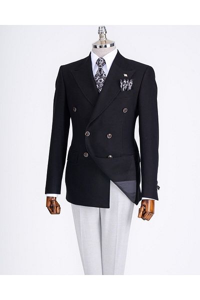 TerziAdemAltun Jachetă unică pentru bărbați din catifea slim fit în stil italian, neagră T13181