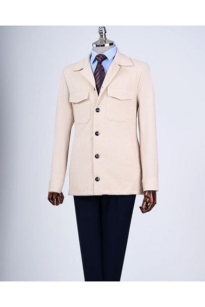 TerziAdemAltun Ιταλικό στυλ slim fit εποχιακό αθλητικό παλτό μπουφάν μπεζ T13089