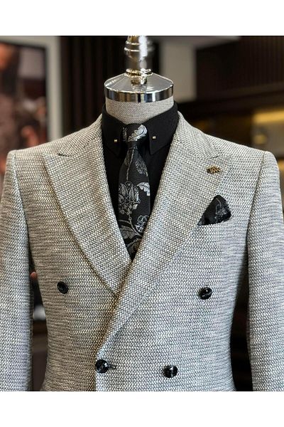 TerziAdemAltun Jachetă pentru bărbați în stil italian slim fit la două piept negru T10959