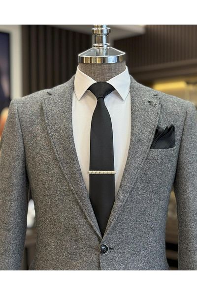 TerziAdemAltun Jachetă pentru bărbați în stil italian slim fit mono rever negru T10747