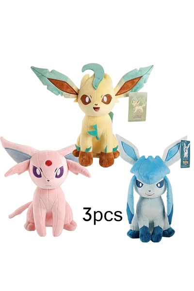 Choice 24cm 3pcs Genuine Pokémon Doll Pikachu Plush Toy Eevee Doll Pokémon Cute Ragdoll Moon Eevee Sun Eeve