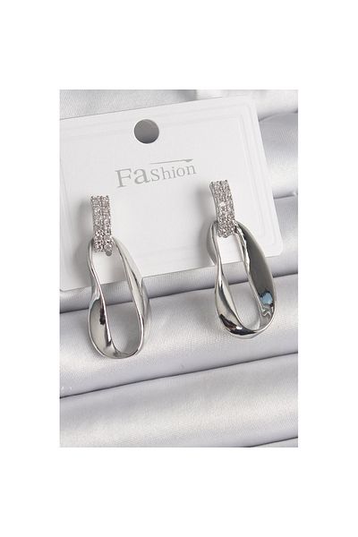 Skygo Brass Silver Color Zircon Stone Dangle Women's Earrings - Tj-Bkp9837