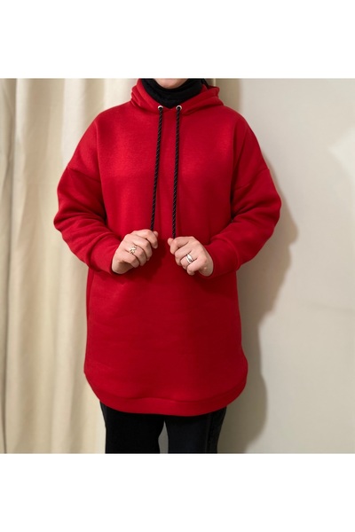 Fatma Kaya Dikim Evi Kapüşonlu 3 İplik Şardonlu Sweatshirt