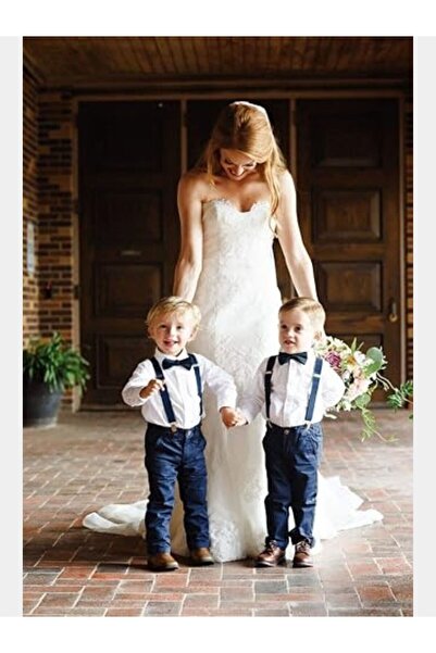 bebek_iklimi Green Color Children's Bow Tie and Suspender Set 1-9 Years Old Eid, Ceremony and Show Clothing Accessory