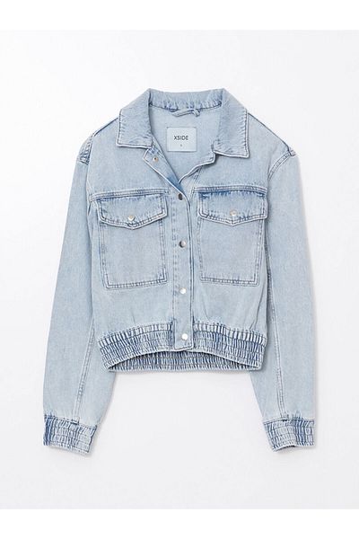 LC Waikiki Jachetă de jeans pentru femei cu guler de cămașă supradimensionată - S53126Z8