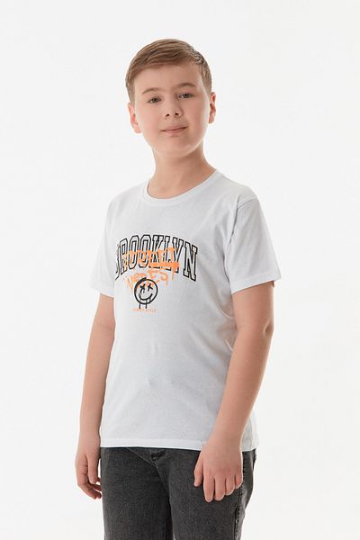 Fulla Moda Αγορικό μπλουζάκι από 100% βαμβάκι Brooklyn Text Printed