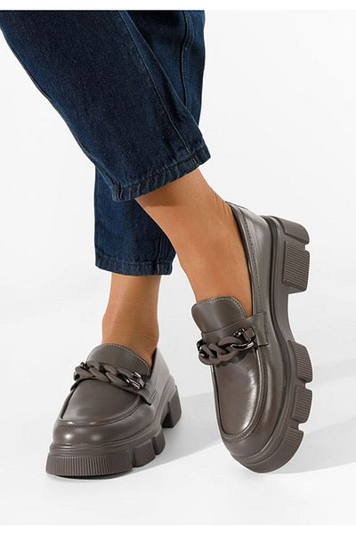 B T Shoes Grey Larita chunky-soled loafers