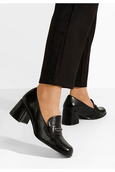 B T Shoes Mocasini cu toc Ameliana negri