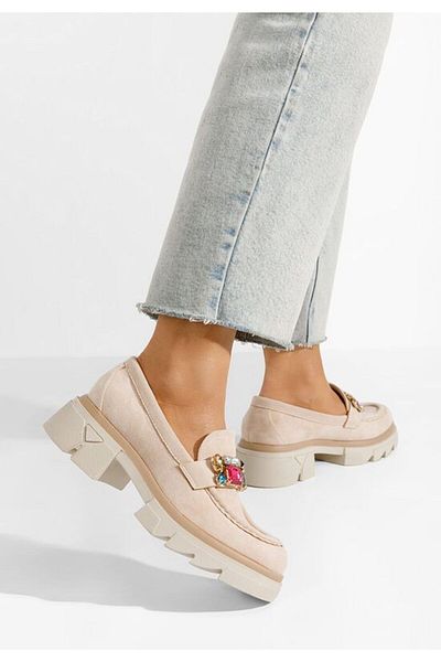B T Shoes Karisa V3 khaki chunky-soled loafers