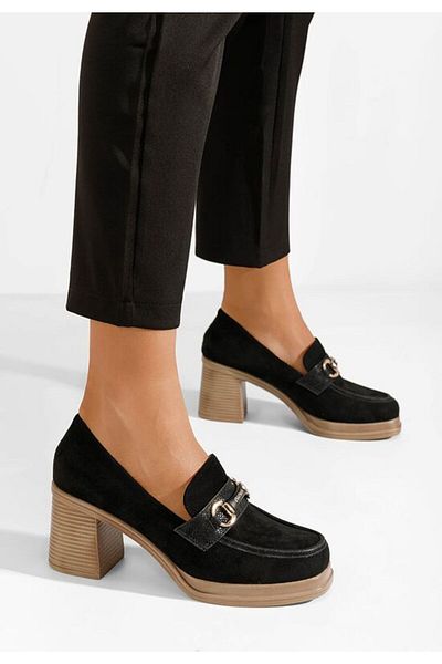 B T Shoes Mocasini cu toc Gizella negri