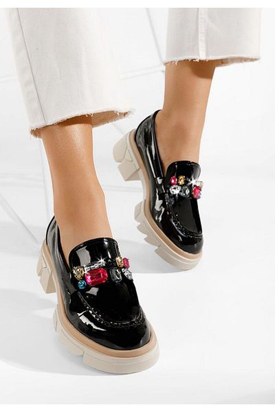 B T Shoes Mocasini cu talpa groasa Karisa negri