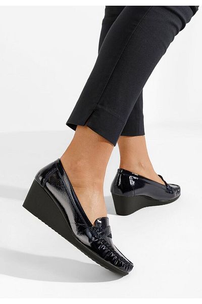B T Shoes Women's platform loafers Saina navy