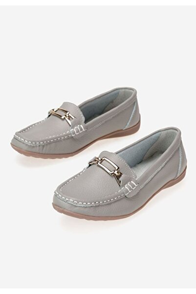 B T Shoes Women's gray leather loafers Celetina
