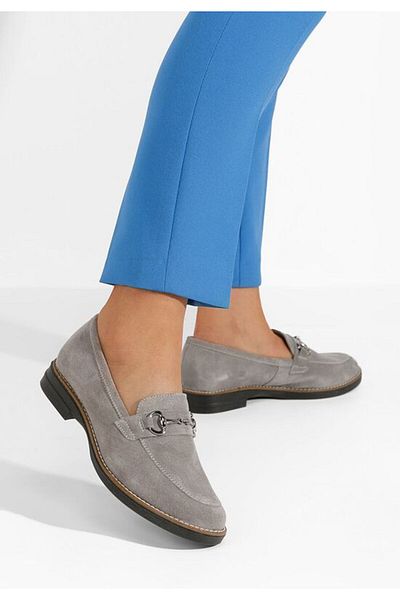 B T Shoes Women's leather moccasins Evadne V2 gray