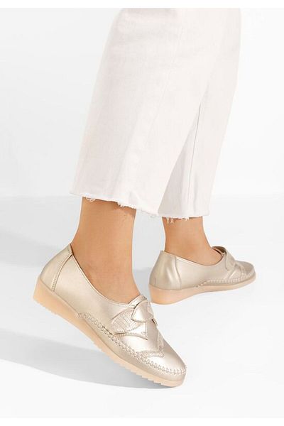 B T Shoes Avirea women's gold loafers