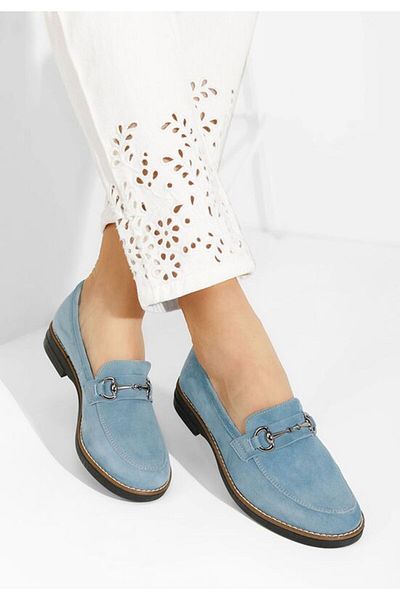 B T Shoes Mocasini dama piele Evadne bleu