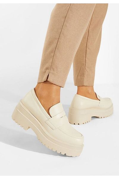 B T Shoes Mocasini cu platforma bej Alcudia