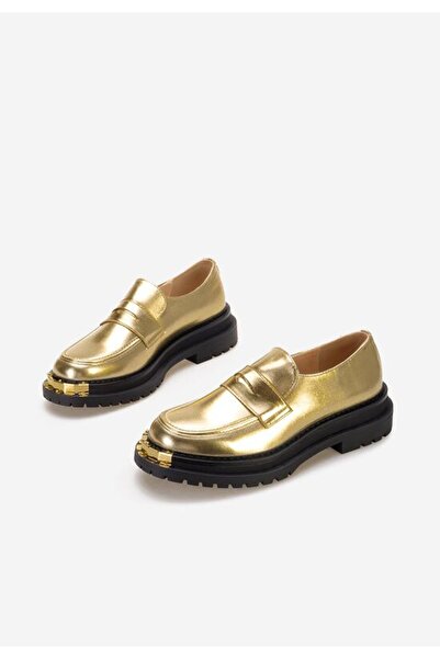 B T Shoes Mocasini cu talpa groasa Hesea aurii