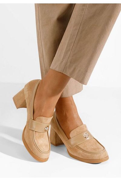 B T Shoes Mocasini cu toc Jonsia V2 kaki
