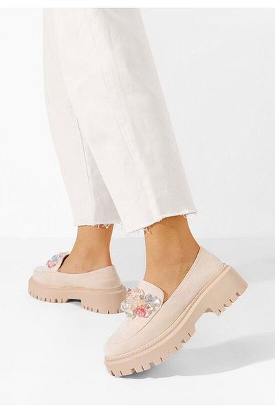 B T Shoes Mocasini cu talpa groasa Amilla V2 bej