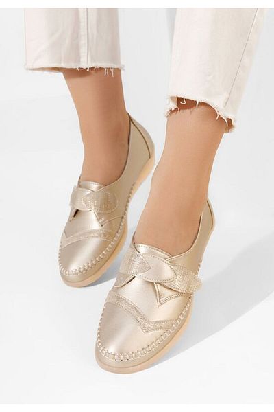 B T Shoes Avirea women's gold loafers