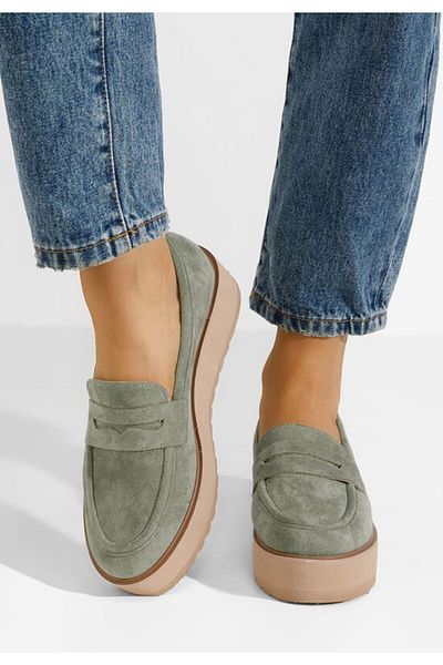 B T Shoes Mocasini cu platforma Leondra V2 verzi