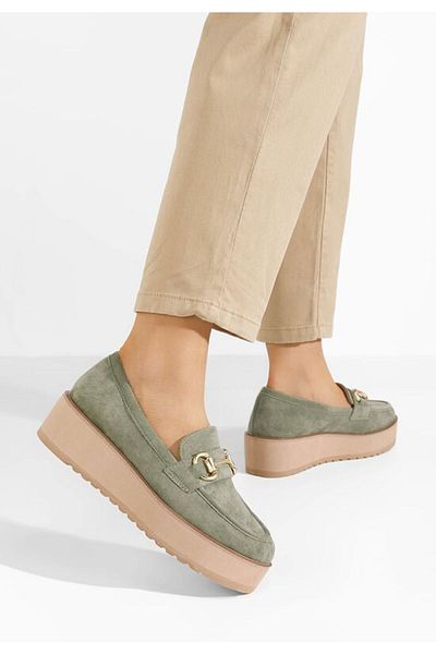 B T Shoes Mocasini cu platforma Leondra V3 verzi