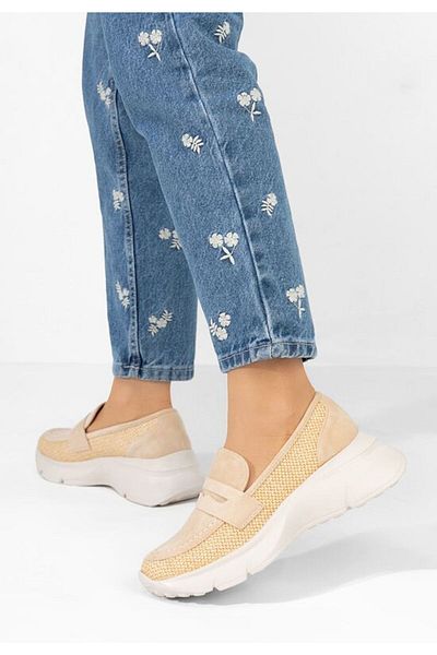B T Shoes Almata beige platform loafers