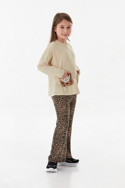 Fulla Moda Leopard Patterned Pocket Flare 2 Piece Girl's Suit
