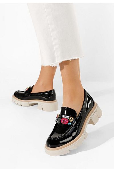B T Shoes Mocasini cu talpa groasa Karisa negri