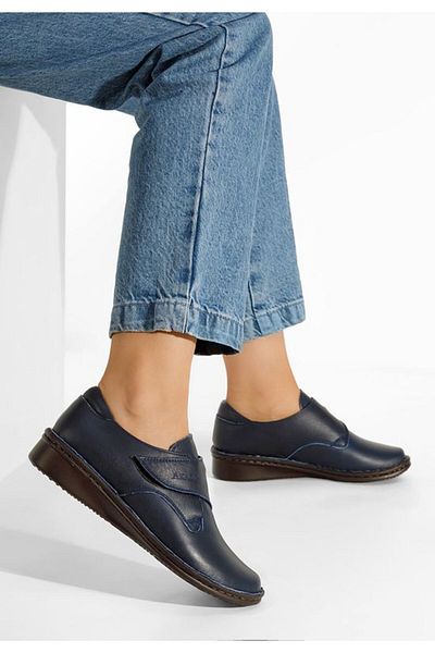 B T Shoes Mocasini piele naturala Asti V2 albastri